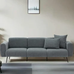 YOKOH Canapés En Tissu|Canapé 2 places gris anthracite, pieds métal noir