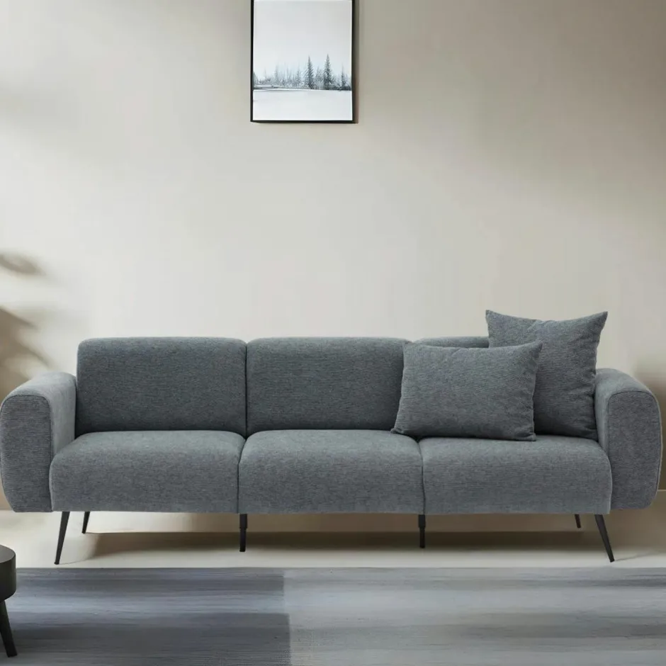 YOKOH Canapés En Tissu|Canapé 3 places gris anthracite, pieds métal noir