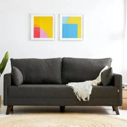 SPLIT Canapés 3 Places|Canapés En Tissu|Canapé 3 places gris chiné - dos droit