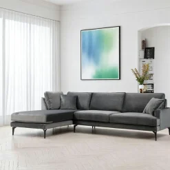 SEATTLE Canapés En Tissu|Canapés 2 Places|Canapé 2 places gris en velours