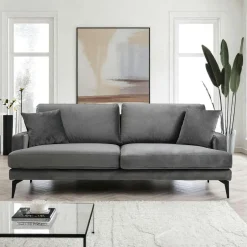 SEATTLE Canapés En Tissu|Canapés 3 Places|Canapé 3 places gris en velours