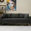 BERLIN Canapés En Tissu|Canapé 3 places gris foncé pieds noirs 220 cm