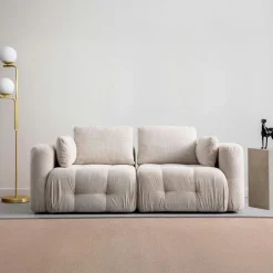 BARI Canapés En Tissu|Canapé 2 places modulable blanc, forme organique