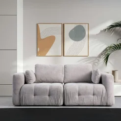 BARI Canapés En Tissu|Canapé 2 places modulable beige, forme organique