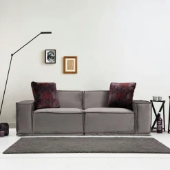 BILLUND Canapés En Tissu|Canapé 3 places modulable velours gris, style urbain