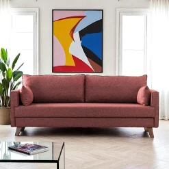 SPLIT Canapés En Tissu|Canapés 3 Places|Canapé 3 places rouge chiné - dos droit