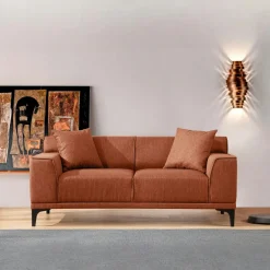 ORSAY Canapés En Tissu|Canapé 2 places rouille - accoudoirs larges