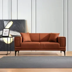 LUCCA Canapés En Tissu|Canapé 2 places rouille, accoudoirs matelassés 170 cm