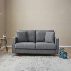 COMO Canapés En Tissu|Canapé 2 places tissu gris chiné et dossier haut