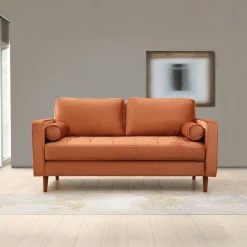 CHIBA Canapés En Tissu|Canapé 2 places velours beige crème, coussins polochons