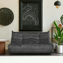 ARVEN Canapés En Tissu|Canapé 2 places velours bleu nuit plissé 145 cm