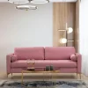 CHIBA Canapés En Tissu|Canapé 3 places velours rose avec coussins polochons