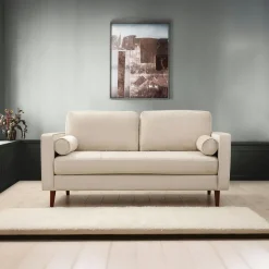 CHIBA Canapés En Tissu|Canapé 3 places velours rouille avec coussins polochons