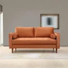 CHIBA Canapés En Tissu|Canapé 2 places velours rouille avec coussins polochons
