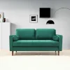 CHIBA Canapés En Tissu|Canapé 2 places velours vert avec coussins polochons