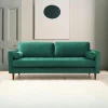 CHIBA Canapés En Tissu|Canapé 3 places velours vert avec coussins polochons
