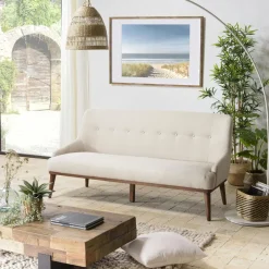 TIM Canapés En Tissu|Canapés 2 Places|Canapé beige 2 places pieds bois