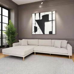 AMSTERDAM Canapés En Tissu|Canapés 3 Places|Canapé d'angle beige chiné - côté gauche, 290 cm