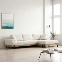 TROPEA Canapés 3 Places|Canapés D'Angle|Canapé d'angle blanc - accoudoirs larges, côté droit