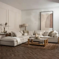 GIULIA Canapés En Tissu|Canapés 3 Places|Canapé d'angle blanc écru (angle gauche)