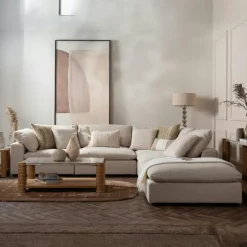 GIULIA Canapés En Tissu|Canapés 3 Places|Canapé d'angle blanc écru (angle gauche)