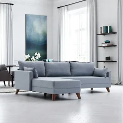 SPLIT Canapés 3 Places|Canapés D'Angle|Canapé d'angle bleu gris - 275 cm, côté gauche