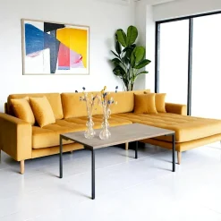 AMSTERDAM Canapés 3 Places|Canapés D'Angle|Canapé d’angle bleu nuit - velours, côté droit,