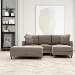 COMO Canapés En Tissu|Canapés 3 Places|Canapé d'angle convertible beige - côté droit