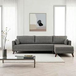 SPLIT Canapés 3 Places|Canapés D'Angle|Canapé d'angle gris - 275 cm, côté droit