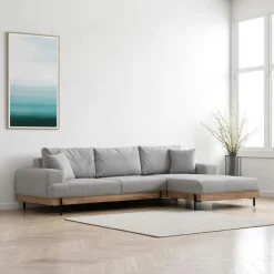 TROPEA Canapés 3 Places|Canapés D'Angle|Canapé d'angle gris - accoudoirs larges, côté droit