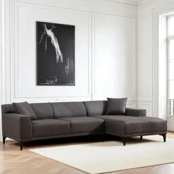 ORSAY Canapés En Tissu|Canapés 3 Places|Canapé d'angle gris anthracite - côté droit