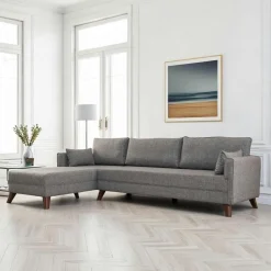 SPLIT Canapés 3 Places|Canapés D'Angle|Canapé d'angle gris chiné - 275 cm, côté gauche