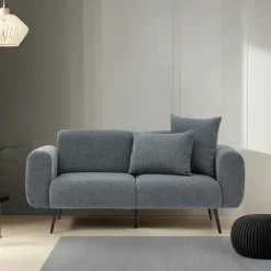 YOKOH Canapés En Tissu|Canapés D'Angle|Canapé d'angle gris foncé pieds métal (côté droit)