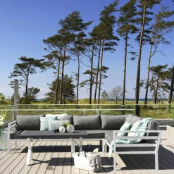 STOCKHOLM Meubles En Aluminium Brafab|Canapés De Jardin|Canapé d'angle jardin en aluminium blanc