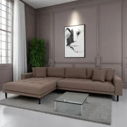 AMSTERDAM Canapés Marron|Canapés En Tissu|Canapé d'angle marron - côté gauche, 290 cm