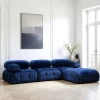 RONDA Canapés 3 Places|Canapés D'Angle|Canapé d'angle modulable bleu nuit - tissu velours