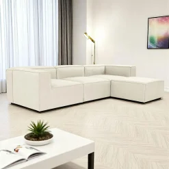 SPELLO Canapés 3 Places|Canapés D'Angle|Canapé d'angle modulable écru - côté droit