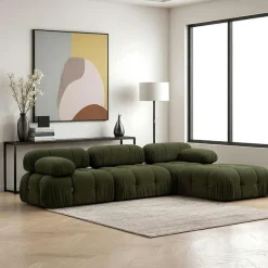 RONDA Canapés En Tissu|Canapés 3 Places|Canapé d'angle modulable vert - tissu bouclette