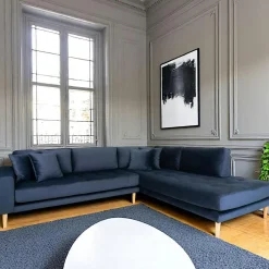 AMSTERDAM Canapés En Tissu|Canapés 3 Places|Canapé d'angle moutarde - côté droit, 257 cm