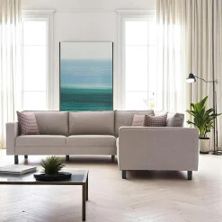 CORTONA Canapés En Tissu|Canapés 3 Places|Canapé d’angle réversible beige - pieds droits