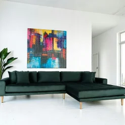 AMSTERDAM Canapés 3 Places|Canapés D'Angle|Canapé d'angle vert foncé en velours - côté droit,