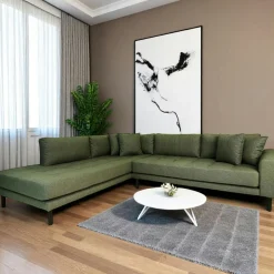 AMSTERDAM Canapés 3 Places|Canapés D'Angle|Canapé d'angle vert nature - côté gauche, 257 cm