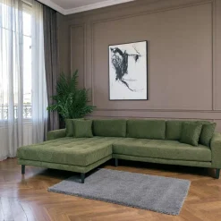 AMSTERDAM Canapés 3 Places|Canapés D'Angle|Canapé d'angle vert nature - côté droit, 290 cm