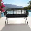 IBIZA Canapés De Jardin|Canapé de jardin en résine tressée noire avec coussin d'assise noir