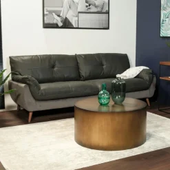 NOTTINGHAM Canapés En Tissu|Canapés 3 Places|Canapé en cuir et velours gris 3 places