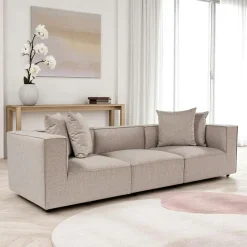 COLLIOURE Canapés 3 Places|Canapés En Tissu|Canapé en lin 3 places - beige sable