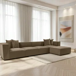 COLLIOURE Canapés 3 Places|Canapés En Tissu|Canapé en lin 3 places - taupe