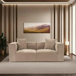 COLLIOURE Canapés 3 Places|Canapés En Tissu|Canapé en lin 3 places - taupe