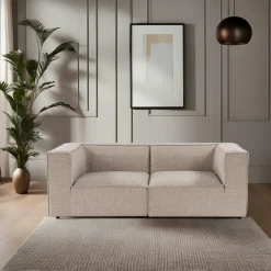 COLLIOURE Canapés 3 Places|Canapés En Tissu|Canapé en lin 3 places - taupe