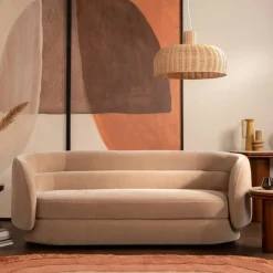 DERBY Canapés En Tissu|Canapés 3 Places|Canapé en velours marron clair